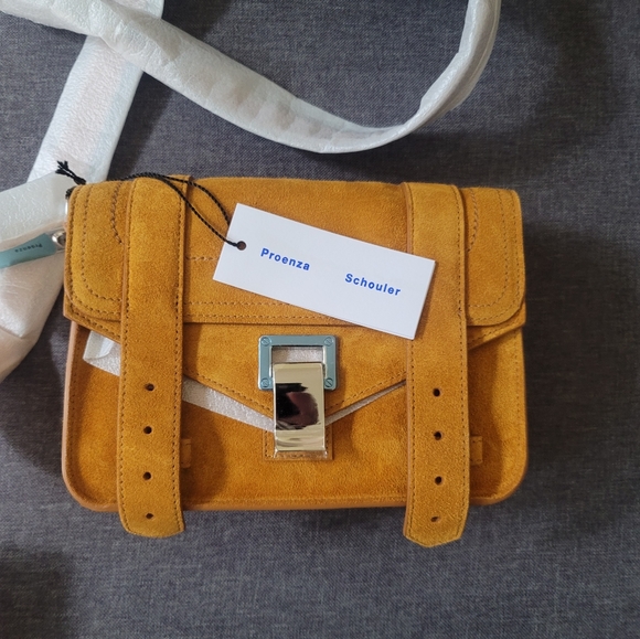 Proenza Schouler Mini PS1 Suede Orange Brown Crossbody Bag - Picture 8 of 10
